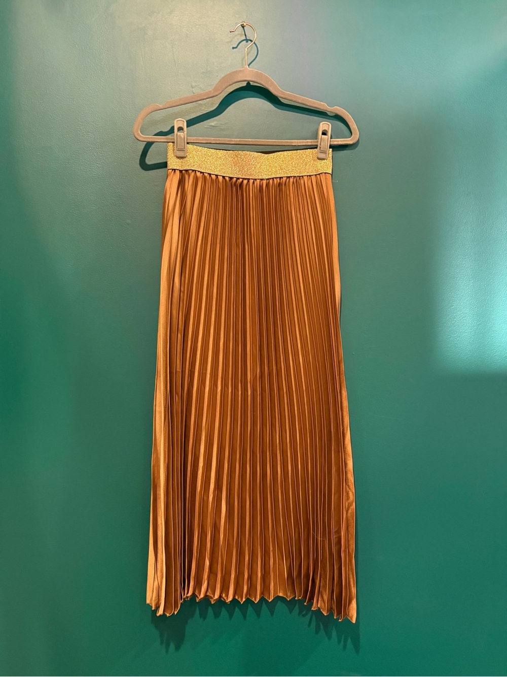 Poheme Paris Copper and Gold Pleated Skirt